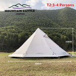 Big Camping Pyramid Tent 4 Season Ultralight Bushcraft Backpacking Tent , Winter Tent with Snow Skirt