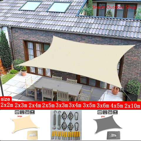 Waterproof 300D gray square rectangular shade sail