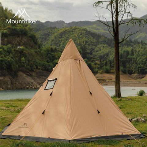 Mountainhiker 3-4 Person Pyramid Tent Ultralight Outdoor Camping Teepee With Snow Skirt With Chimney Hole Hiking Backpack Tents