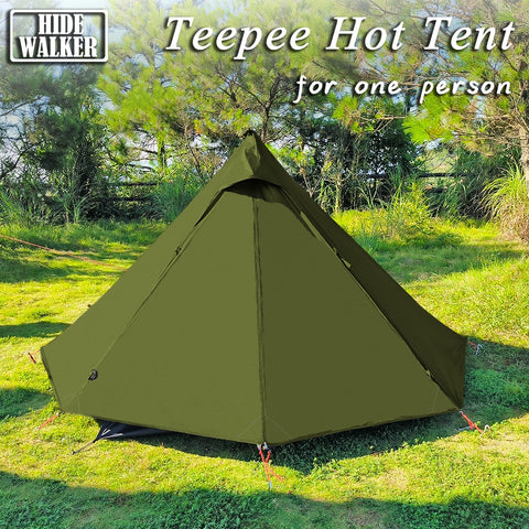 Pyramid Tent Fly with Chimney Hole Teepee Tent Camping Tipi Adults Outdoor Ultralight Waterproof One Person Indian Hot Tent Tp